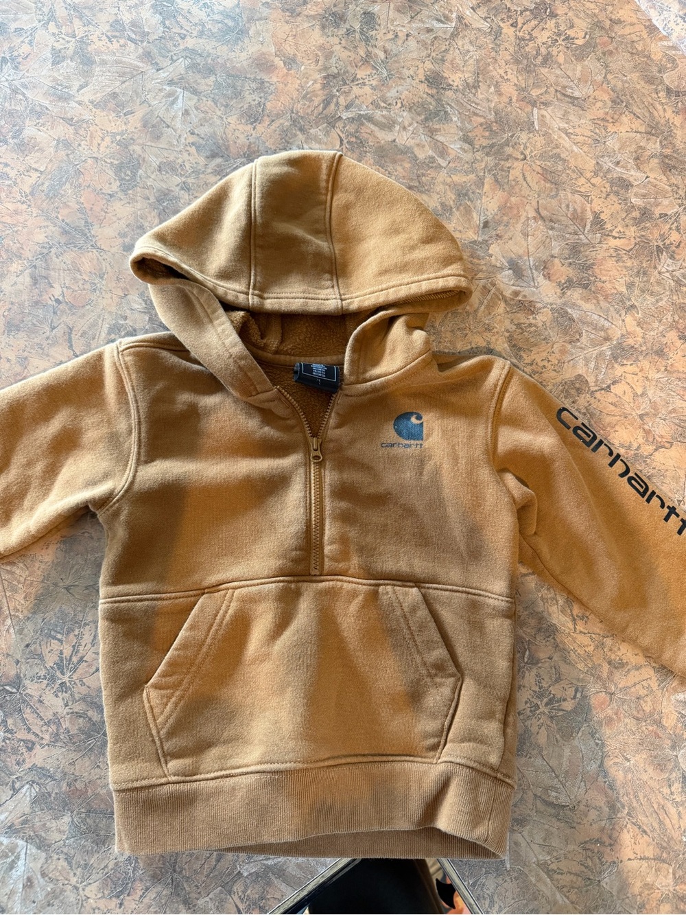 Carhartt Kids' Tan Half-Zip Hooded Sweatshirt